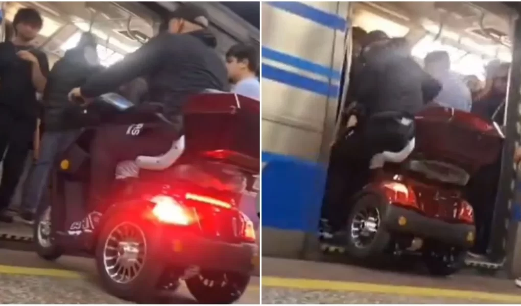 Hombre ingresó a Metro de Santiago en moto