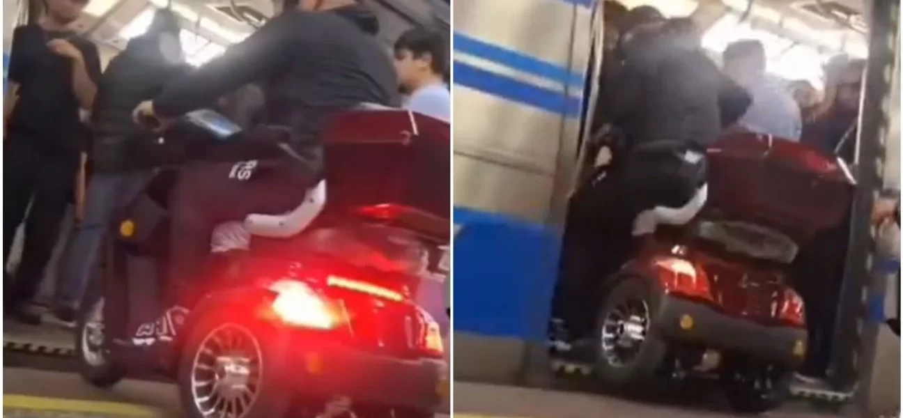 Hombre ingresó a Metro de Santiago en moto