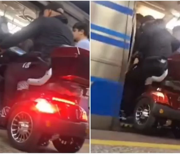 Hombre ingresó a Metro de Santiago en moto