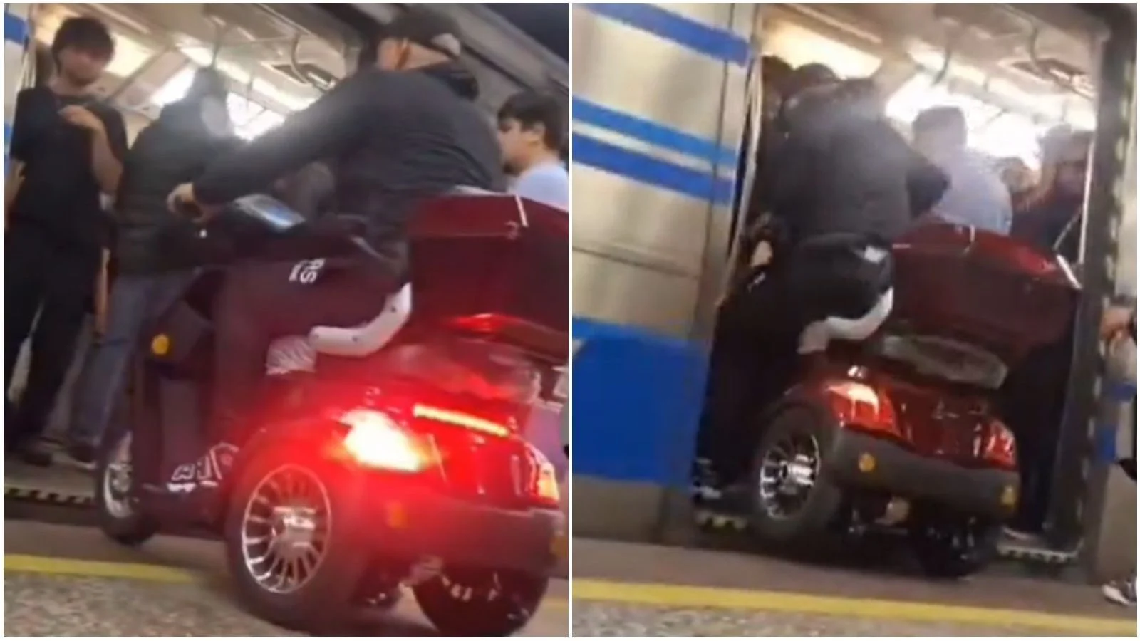 Hombre ingresó a Metro de Santiago en moto